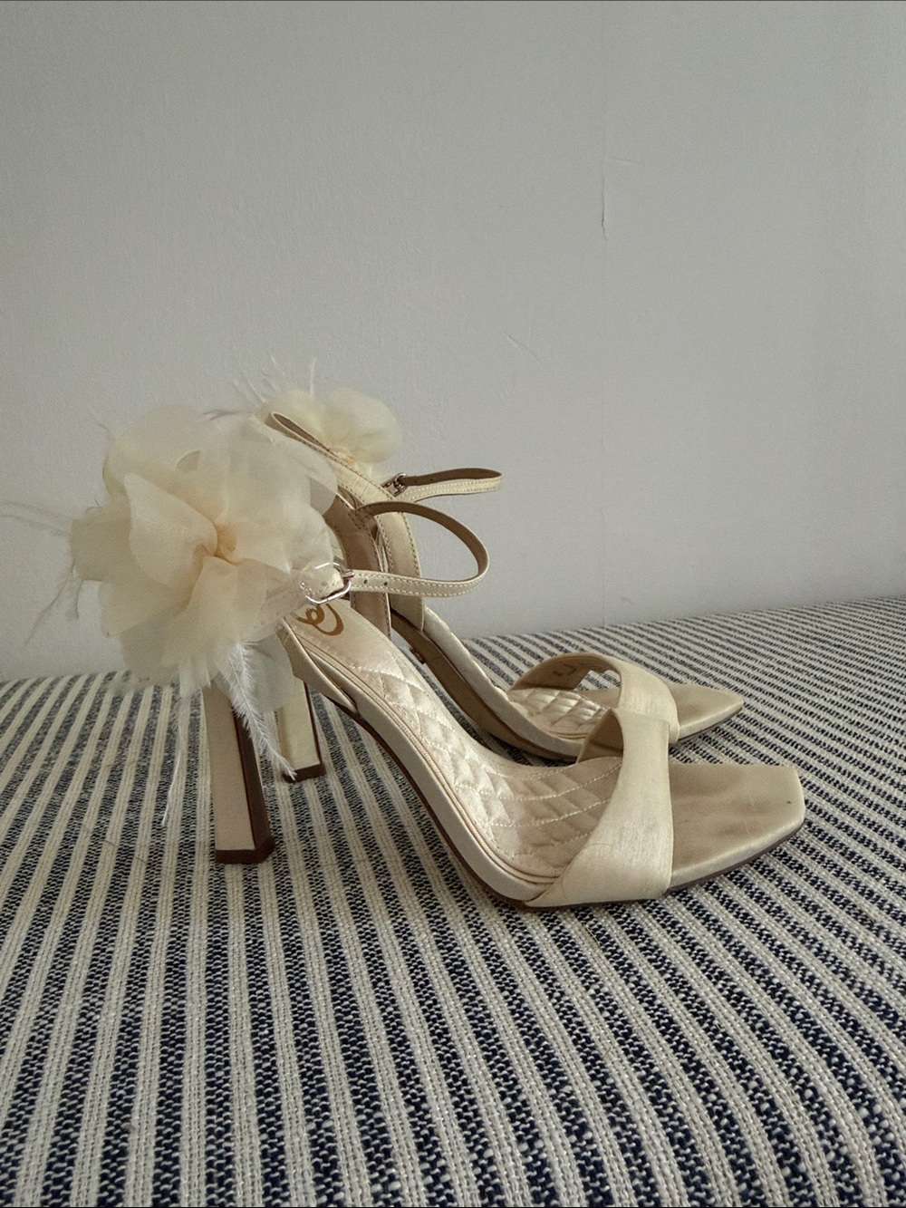Sam Edelman Ivory Floral Accent Women's High Heel Sandals